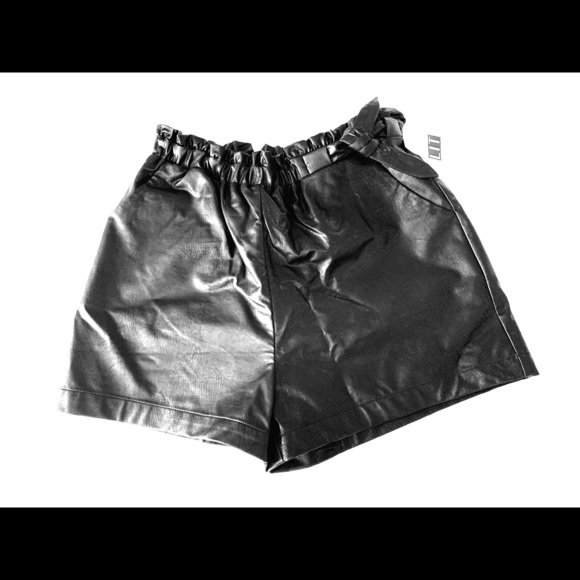 GWEN VEGAN LEATHER WAIST-TIE SHORTS (NWT) - Picture 1 of 5